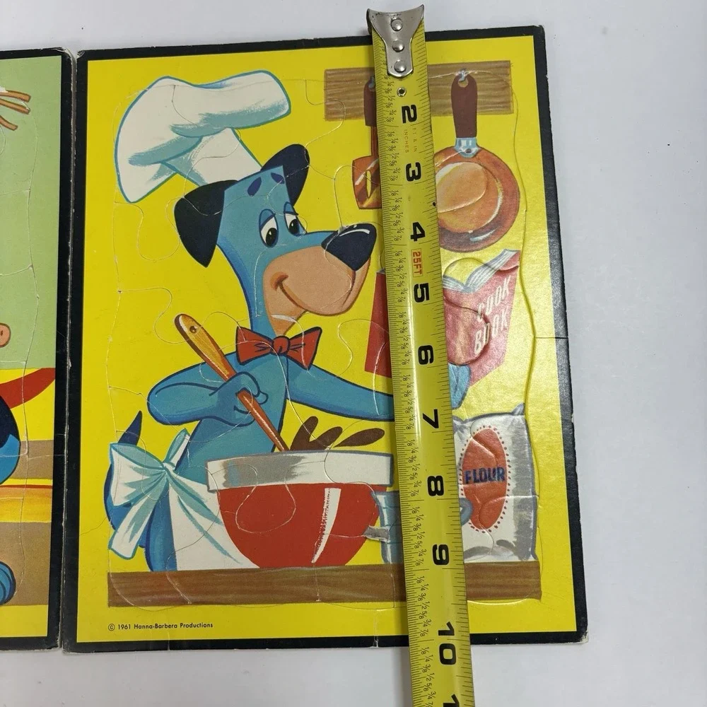 2 VTG 1961 Hanna-Barbera Productions Huckleberry Hound Tray Puzzles Cardboard